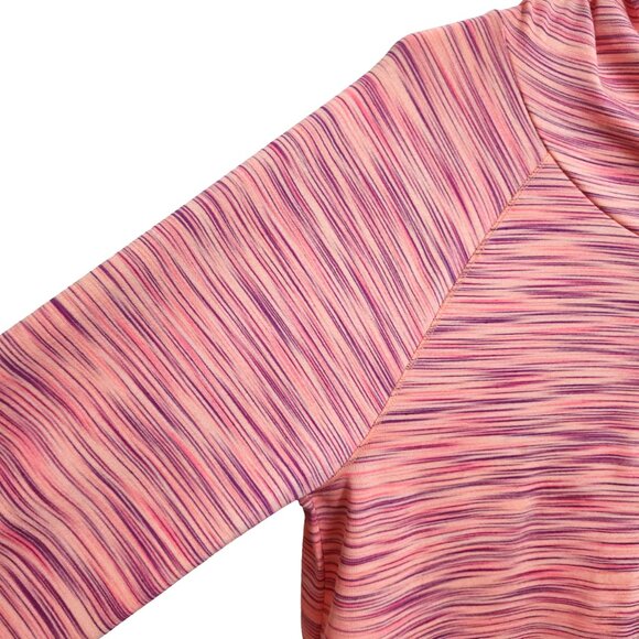 Maurices In Motion Hooded Workout Shirt Long Sleeves Space Dye Coral Purple Sz M - Picture 3 of 13